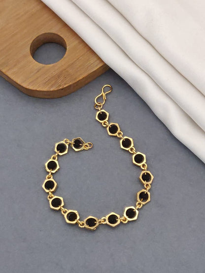 Fancy Black Moti with Octagon Border Bracelate