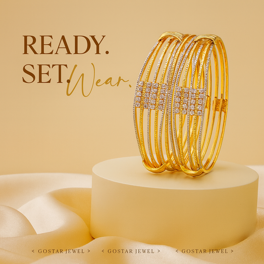 Fancy Bangles with White and Yellow Diamond